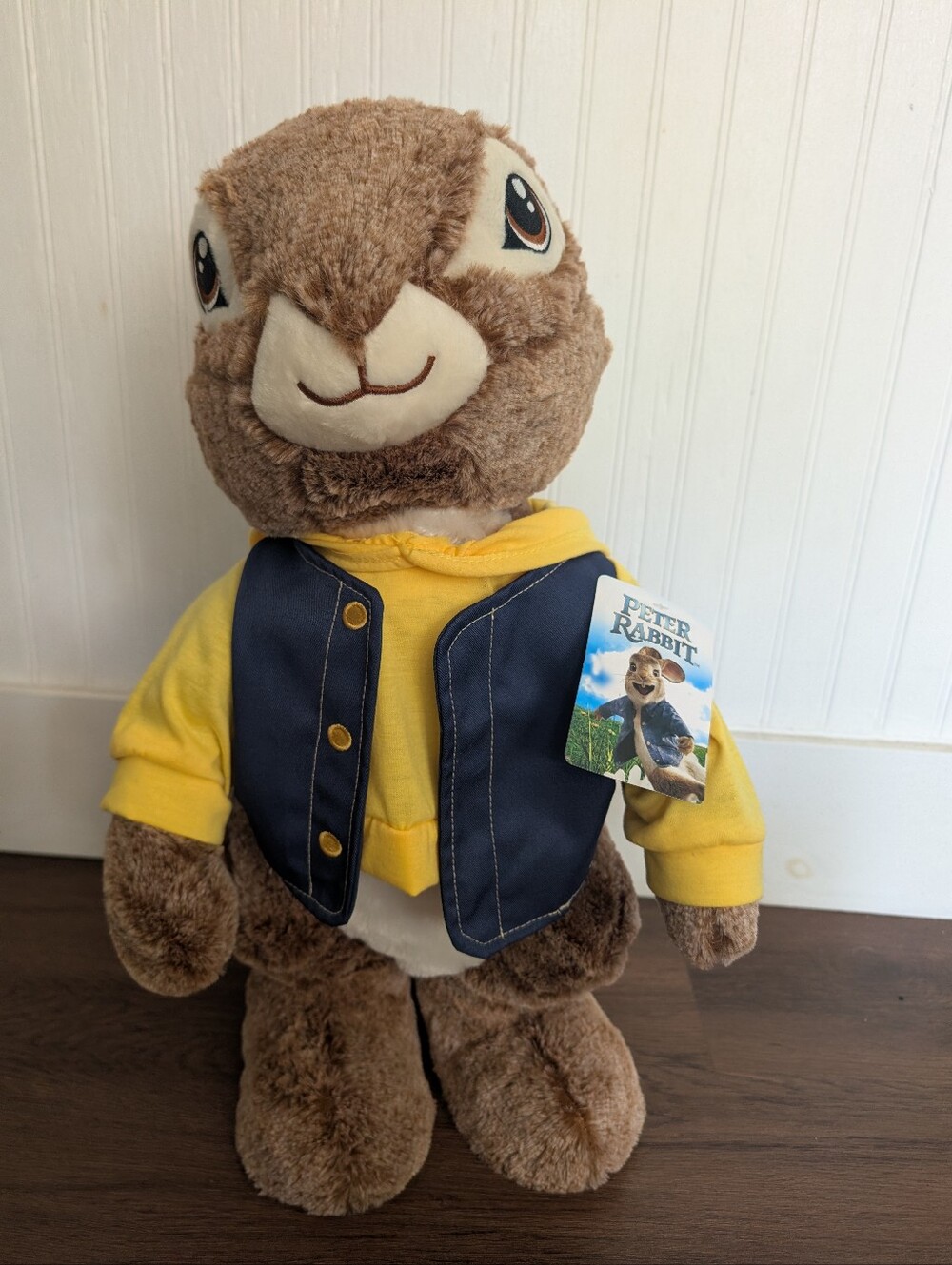 Peter Rabbit Plush in Yellow Hoodie and Navy Vest